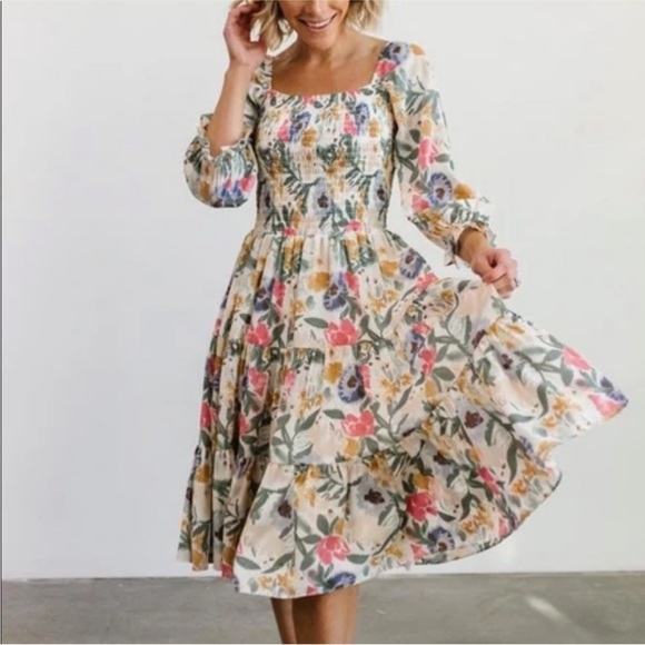 NWT BALTIC BORN Marta Floral Smocked Midi Dress 1X - Picture 4 of 11